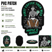 Badge en caoutchouc PVC personnalisé Crâne Café Fitness, étanche, avec logo 3D en relief, pour accessoires de vêtements de sport