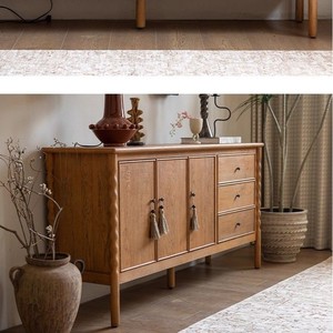 French Retro Solid Wood <b>Sideboard</b> Vintage Style Storage Cabinet For Living Room Entryway - Product Image 2