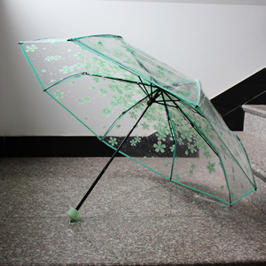 Parapluie Transparent 3D Chaton Fleur de Cerisier, Parapluie Pliant Manuel/Automatique en PVC, Parapluies Printemps <span class=keywords><strong>Libellule</strong></span> - Product Image 2