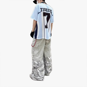 T-shirt de sport unisexe à col en V et manches courtes, style hip-hop, personnalisable avec logo et numéro, coupe ample, pour couple, idéal pour l'été - Product Image 5