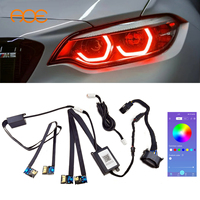 Adaptador de Faros Plug and Play para Serie 2 F22/F23/M2 F87 LCI, 4 Placas LED RGBW DRL con Cambio de Color para Controlador de 12V