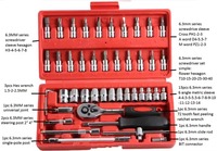 46 Uds. Máquina Manual completamente cromada, juegos de herramientas de combinación de reparación de automóviles, llave de impacto manual, juego de llaves de vaso pequeñas de 1/4"