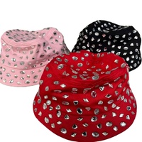 Chapeau de pêcheur en diamant étincelant fait à la main brillant unisexe Sombreros Rhinestone Bucket Hat Sports Outdoor