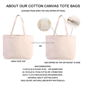 Vải túi nhà máy Giá in giá tốt Tote Túi vải mua sắm vải cotton Tote bông vải Túi với dây kéo - Product Image 2