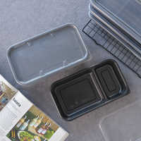 Boîte alimentaire à emporter avec compartiments, 500/525 ml, très vendue, boîtes alimentaires en plastique avec couvercle