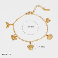 Bracelet pendentif coquille de tortue N&S pour femme, tendance vacances à la plage, bijoux fantaisie en acier inoxydable, vente en gros
