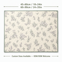 Tapis pour chiens Pee Pads Botanical Floral matelassé, 4 couches, imperméable, TPU antidérapant, surface en velours, anti-fuite, écologique, 270g/m