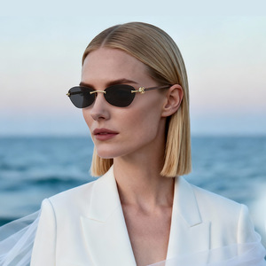 Nouvelles lunettes de soleil œil-de-chat sans monture en métal pour femmes, protection UV400, verres noirs en PC, monture tendance - Product Image 4