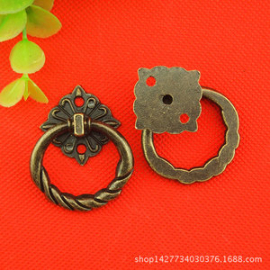 Antique Style Ring Cabinet Handle 37x45mm Double Hole Traditional Design For Drawer <b>Wardrobe</b> Door Furniture <b>Hardware</b> BE32 - Product Image 4
