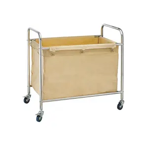 Hospitality Hotel guesthouse Stainless Steel Oxford Cloth Bags Flat-Pack Round Laundry Trolley