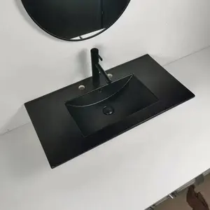 Wastafel kabinet rias kamar mandi Perancis desain Modern kabinet wastafel warna hitam Matt untuk kamar mandi rias