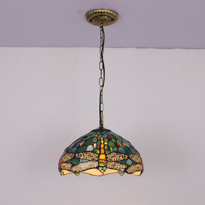 Ouhaodi European Style Single-Head <b>Chandelier</b> with Stained Glass <b>for</b> <b>Bedroom</b> Study 3000K CCT E26 Base Model OHD-D007 - Product Image 5