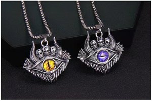 Collana con Ciondolo Teschio Popolare in Europa e America, Ornamenti con Occhio Turco Portafortuna - Product Image 5