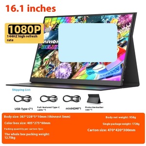 Écran <span class=keywords><strong>secondaire</strong></span> d'ordinateur IPS de moniteur de jeu <span class=keywords><strong>portable</strong></span> de rafraîchissement élevé de 16.1 pouces 144HZ compatible avec la console PS5 pour l'e-sport - Product Image 4