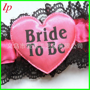 Chauffe-jambes en dentelle pour future mariée, motif cœur, rose et noir, pour enterrement de vie de jeune fille, avec jarretière LPP2000 - Product Image 3