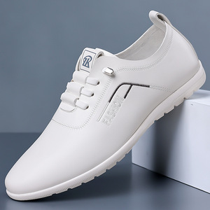 <b>White</b> Soft Leather Men's Business Casual Shoes <b>Lace</b>-Up Lightweight Office Dress Shoes Adult Size 1018 - Product Image 1