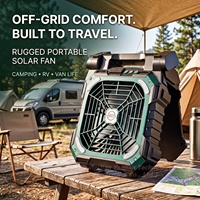 Kundenspezifischer tragbarer Solar-Outdoor-Ventilator, robust, batteriebetrieben, Camping-Tischventilator mit LED-Licht, Hersteller für Marken