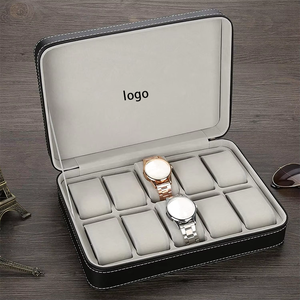 Caja de almacenamiento para relojes, organizador portátil con cremallera, estuche de exhibición de viaje, 6, 10, 12 compartimentos - Product Image 5
