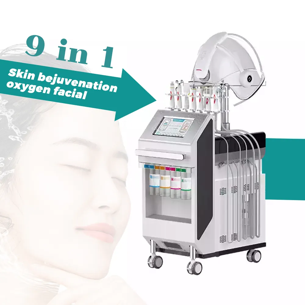 10 In 1 Hydra Derma brasion H2o2 Blasen reinigungs wasser Sauerstoff Pdt LED Lichttherapie Ultraschall Haut wäscher Gesichts dampfer