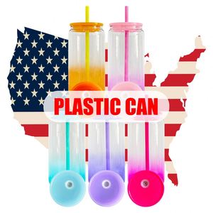 Custom Logo Ready to Ship 16Oz Ombre Jelly Acrylic <b>Cups</b> <b>Plastic</b> Can for Uv Dtf Wraps With Colorful Pp Lids - Product Image 1