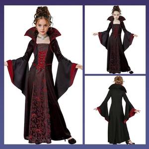 Nuovo Costume da Strega per Bambine Stile Europeo e Americano per Halloween, Ispirato a <span class=keywords><strong>Film</strong></span> e Serie TV, Abito Medievale Retrò con Colletto Allacciato e Maniche a Campana - Product Image 5