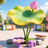 Escultura de Loto Tallada a Mano en Fibra de Vidrio, Resistente al Agua, con Tamaño y Color Personalizados para Decoración de Estanques de Jardines Zen