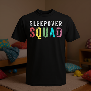 T-shirt promotionnel personnalisable pour pyjama de soirée Sleepover Squad pour les soirées pyjama des enfants - Product Image 1