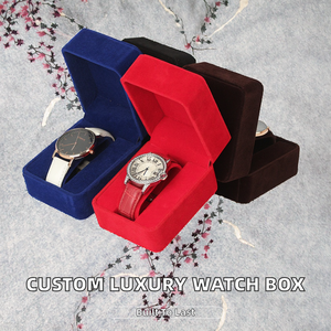 Luxury <b>Watch</b> Gift Box with Velvet Exterior and <b>Leather</b> Inner Lining Durable Design Single Luxury <b>Watch</b> Box <b>Watch</b> Gift Box - Product Image 2