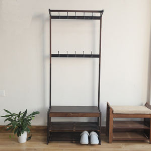 <span class=keywords><strong>Appendiabiti</strong></span> Multifunzione in Bambù, Panca Cambio Scarpe, Porta Cappelli e Borse, Attaccapanni per Ingresso - Product Image 4