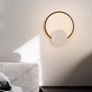 Lámpara de Pared LED Vintage, Aplique Redondo de Piedra Huangdong para Dormitorio o Sala de Estar - Product Image 1