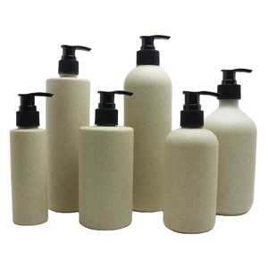 Eco friendly biodegradable container 300ml plastic bottle wheat straw recyclable bottles for shower gel shampoo PLA-P6