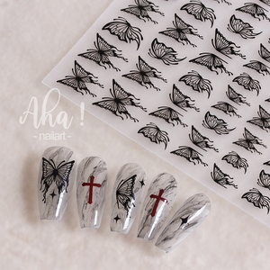 Aha Nail stickers colorful gold silver black white butterfly 2d Nail Sticker Decoration - Product Image 6