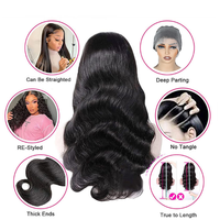 Peluca de Cabello Vietnamita Virgen con Encaje HD 13x4, Peluca de Cabello Humano Liso Vietnamita con Encaje Frontal Transparente HD Completo Sin Pegamento