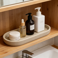 Plateau en résine nervuré pour salle de bain, plateau ovale pour coiffeuse, plateau de rangement pour comptoir, plateau décoratif pour articles de toilette, plateau pour parfums et bougies