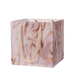 Ready Supply of Flower Packaging Gift <b>Bags</b> Large Capacity Fashionable White Coated Paper Square <b>Bags</b> Disposable - Product Image 1