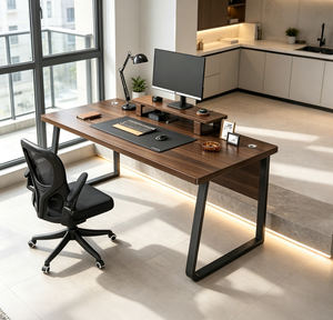 Bureau d'angle en L OEM ODM, bureau d'ordinateur personnalisable en couleur et taille, plateau de 30 mm d'épaisseur avec support pour écran pour projet de bureau VLranlife - Product Image 1