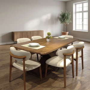Ensemble de table à manger indonésienne minimaliste moderne avec texture en bois de teck naturel, prêt à assembler - Product Image 3