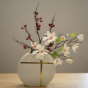 Vase à fleurs moderne en métal, centre de table décoratif géométrique, accent de décoration intérieure pour salon, salle à manger, bureau - Product Image 3