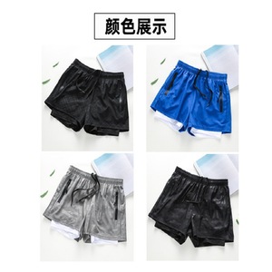 Shorts de sport unisexes à deux couches, séchage rapide, respirants, décontractés, coupe ample, pour la remise en forme, la course à pied, l'entraînement en plein air, usage décontracté - Product Image 4