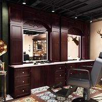 Bureau de réception commercial moderne en MDF avec armoire miroir intégrée, ensemble complet pour bureau/salon de beauté