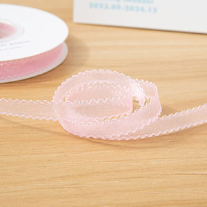 Ruban de conception de surjet ondulé en gaze de fleur de neige en polyester écologique pour cadeaux de bricolage et accessoires vestimentaires - Product Image 4