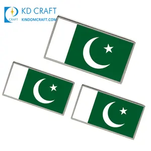 Badge personnalisé avec adhésif, drapeau du pakistan en métal, en émail doux, époxy et nickel, forme carrée, livraison directe d'usine