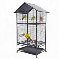 Cage à perroquet portable avec plateau amovible pour un nettoyage facile, bol à nourriture, perchoir, cage de voyage pour les déplacements en voiture et l'usage domestique