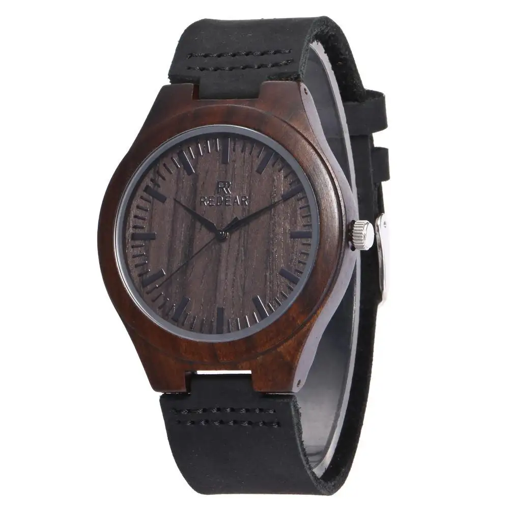 Free shipping 2020 Top brand Men's Bamboo Wooden Bamboo Watch Quartz Real Leather Strap Men Watches With Gift Box