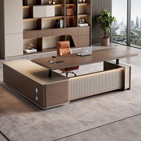 Bureau de direction en bois en forme de L, électrique et automatique Omnispace, réglable en hauteur, design moderne et minimaliste, double usage