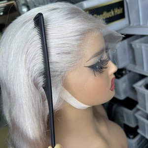 Parrucca frontale capelli lisci biondo platino #60 di colore 13x4 capelli umani parrucca HD pizzo anteriore traspirante capelli Pre-strappati parrucche - Product Image 4