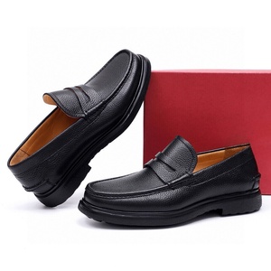 Zapatos de Hombre de Alta Calidad, Suela Gruesa Dentada, Totalmente Negros, Versátiles, Amortiguación de Alta Elasticidad, <span class=keywords><strong>Hebilla</strong></span> Clásica Tipo Penny, Ferragamos - Product Image 4