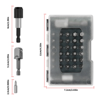 Jeu de 32 embouts de tournevis multifonctions avec 2 adaptateurs d'extension, embouts en acier CR-V avec tige hexagonale de 1/4 po pour perceuse et tournevis manuel