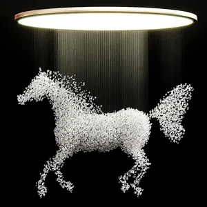 Customized Crystal Shaped Horse Light Art Decoration Hotel Villa Large Luxury LED Living Room Modern Pendant Light