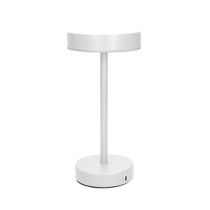 Lampe LED en métal blanc mat avec commande tactile, lumière de bureau, base miroir - Product Image 1